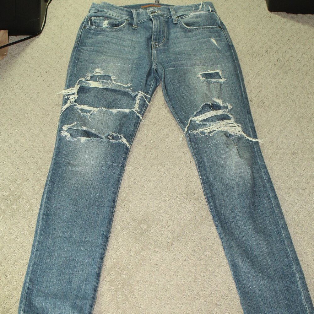 Joe's Jeans Women's 29 Slim Fit Destroyed Denim Lined Blue Jeans